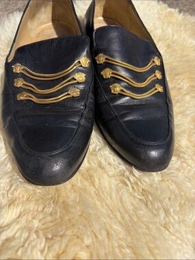 Versace Loafers Black Leather Vintage 1990s
